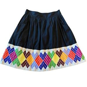 Floreat Anthropologie Patchwork Knee Length Skirt With Pockets Size 4
